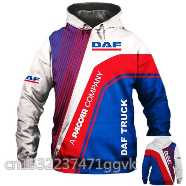 

men's hoodies & sweatshirts men daf car 3d logo print sports casual wear fashion tide hooded jacket sportswear hoodie, Black