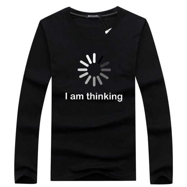 

hip hop men's long sleevet shirts summer brand casual o-neck short sleeve t-shirt mens i'm thinking funny printing tee t-shirts, White;black
