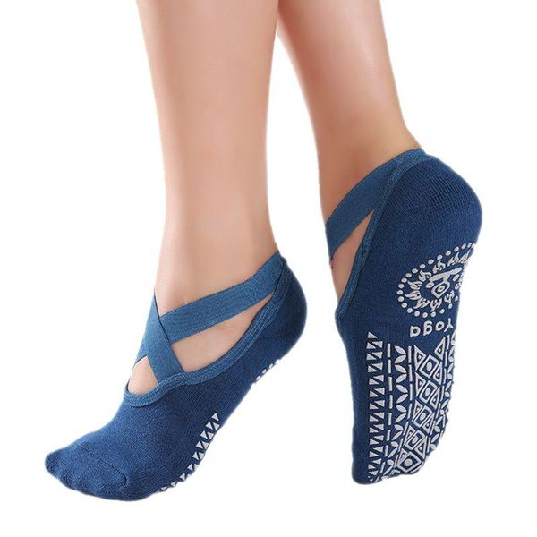 

sports socks yoga for women non-slip grips & straps fitness sport ballet pilates rxbb, Black