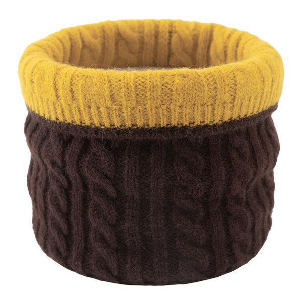 

winter warm brushed knit neck warmer circle double sided wrap cowl loop snood shawl scarf outdoor ski climb cycling caps & masks, Black