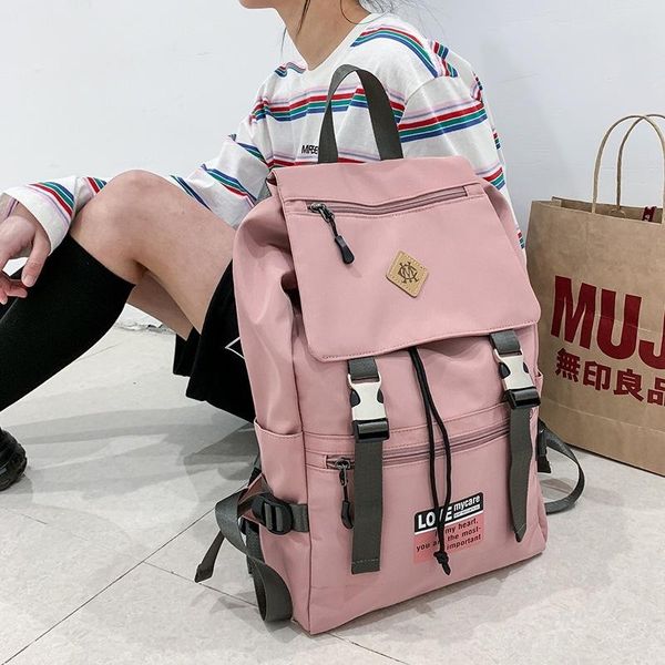 

backpack 2021 pink female oxford waterproof men women travel bag large capacity teen college lapschool bookbag bagpack