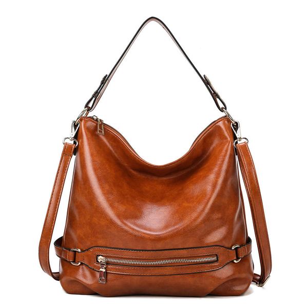 

2021 trend fashion simple bucket bag single shoulder messenger oil large capacity women's