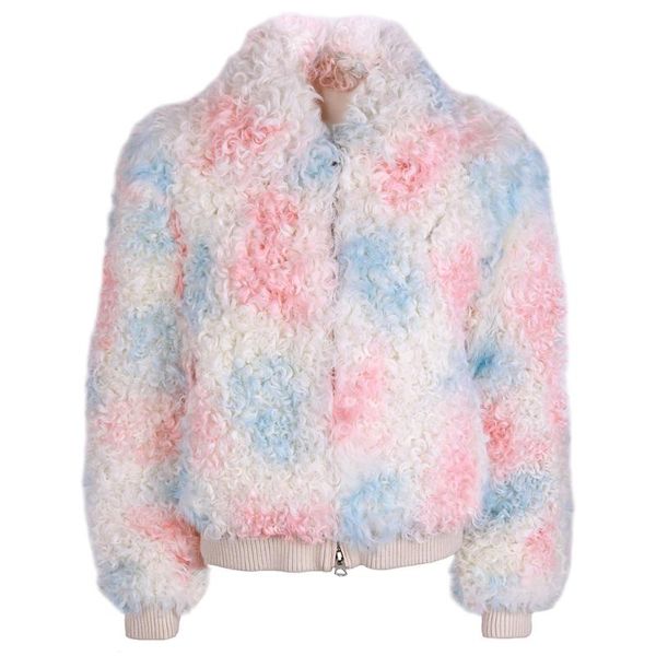 

women's fur & faux yoloagain 2021 aurumn women lamb coat ladies turn-down collar real jacket, Black