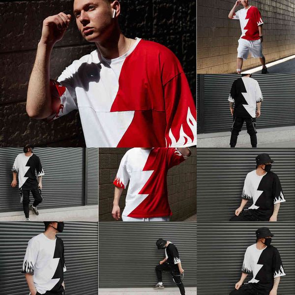 

factoryu5de fashion ins style color mens designer patchwork tshirts short sleeve tee hip hop teenagers summer, White;black
