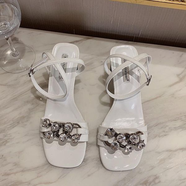 

sandals shoes women fashion 2021 square heel summer slippers slides string bead ladies home platform casual, Black