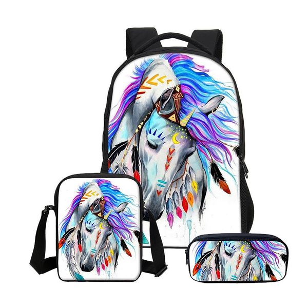 

backpack veevanv 3d horse printing girls school backpacks fashion3 pcs set children cool bookbags women lapshoulder bags boys mochila