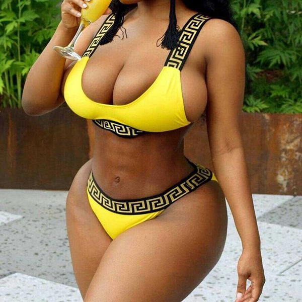 

one-piece suits 2021 brazilian style solid color sling women bikini set 2 piece high waist swimwear bathing suit beachwear biquini