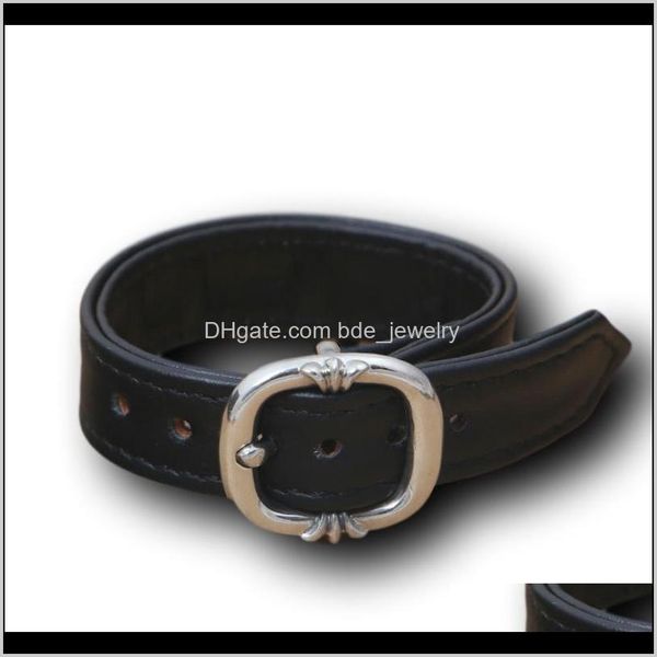 

other jewelry925 sterling vintage handmade jewelry american european antique sier designer belt buckle leather bracelets for men women drop, Golden;silver