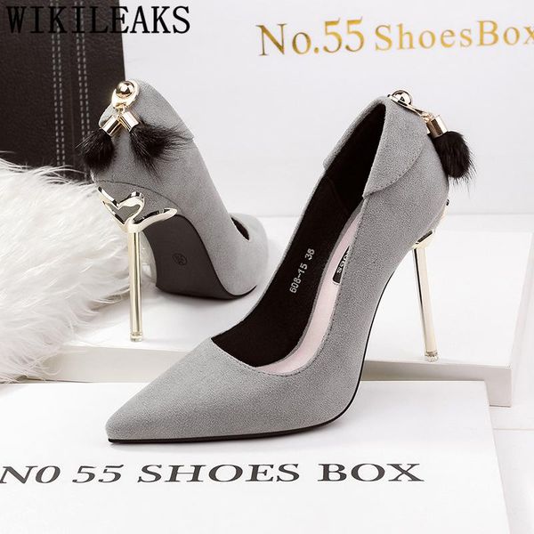 

fur heels wedding shoes extreme high pumps women black party stiletto chaussures femme ayakkabi dress