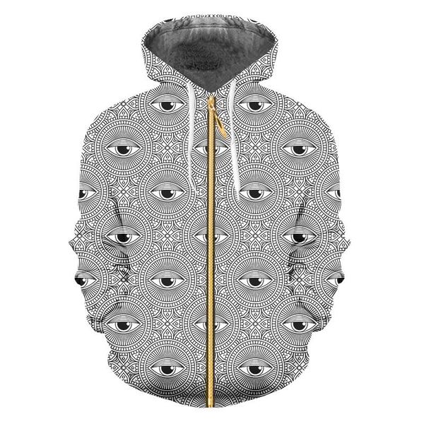 

men's hoodies & sweatshirts ifpd eu size harajuku eye pattern print 3d zipper women/men's hiphop zip sweatshirt hooded jacket plus, Black