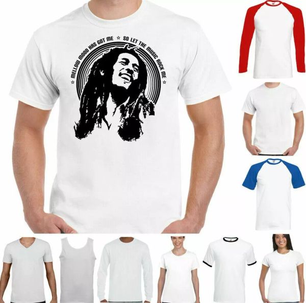 

Bob Marley T-Shirt Reggae Music cjamaica Hot Mood THE WAILERS Jamaican top, White;black