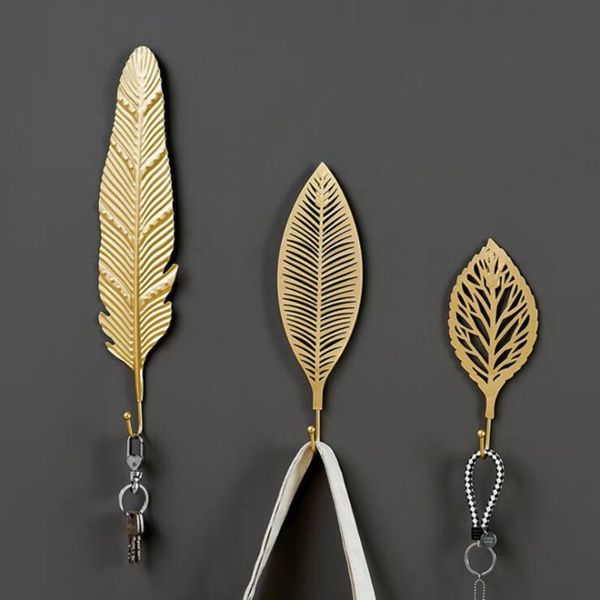 

hooks & rails leaves shape iron hook nordic wall decoration leaf key watch bags jewelry haning mutifuctional hanger rack
