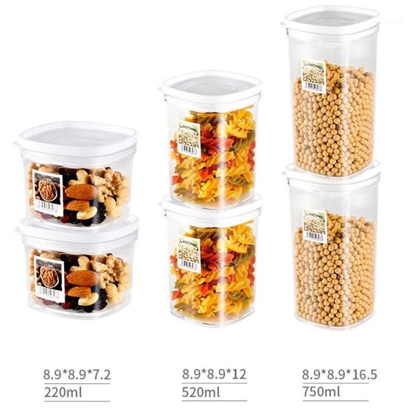 

plastic storage container kitchen refrigerator noodle box multigrain tank transparent sealed 220ml/520ml/720ml bottles & jars