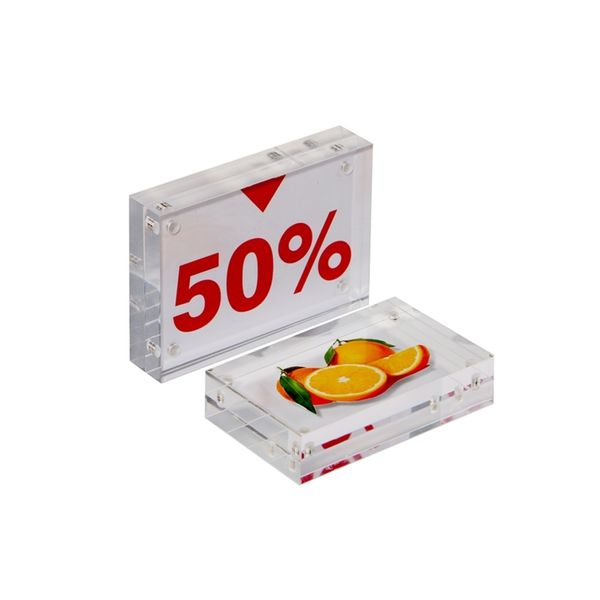 

acrylic block strong magnetic label sign holder crystal p frame price tag display desk menu name card cover rack