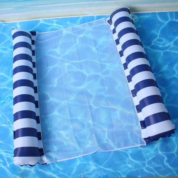 

camp furniture pvc water hammock recliner stripe mesh inflatable floating bed air mattress for summer swimming pool amusement