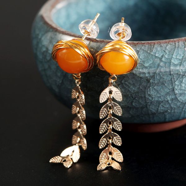

alloy inlaid wax earrings for women charm, Golden