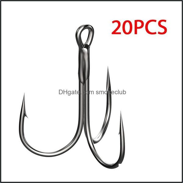 Esportes outdoors20pcs / lote treble ganchos extras seta afiada ponto alto gancho de pesca de carbono triplo peixe empurrando para o oceano barco gota deli