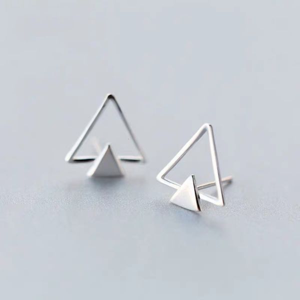 

triangular earrings fashion female white copper platinum plated trinkets simple