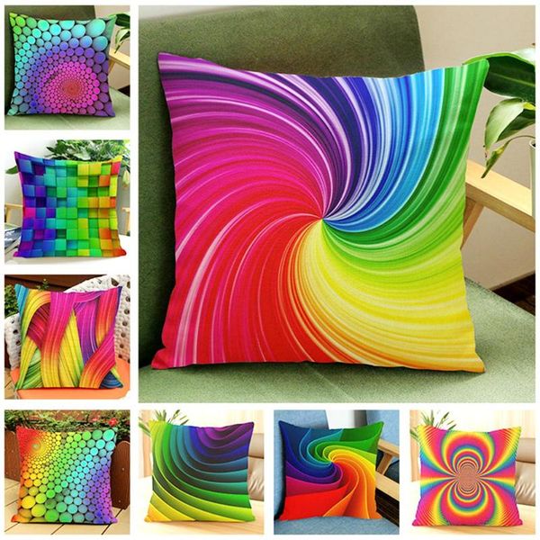

cushion/decorative pillow rainbow case cushion cover colorful abstract geometric feather polyester decor for home car sofa