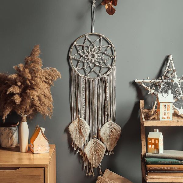 

tapestries bamboo ring dream catcher cotton woven tapestry bohemian wall hanging pendant