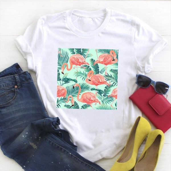 

men flamingo beach holiday cartoon mens clothing print ladies summer tee female clothes graphic, White;black