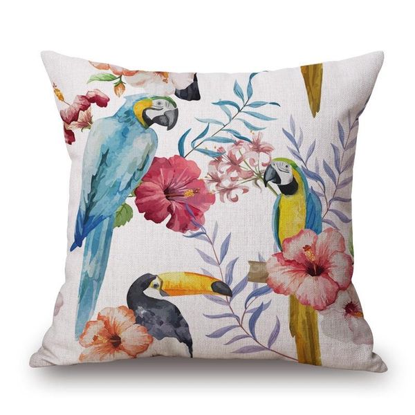 

tropical plant cushion cover palm tree leaves flamingo parrot birds pillow case covers bedroom sofa decoration cushion/decorative
