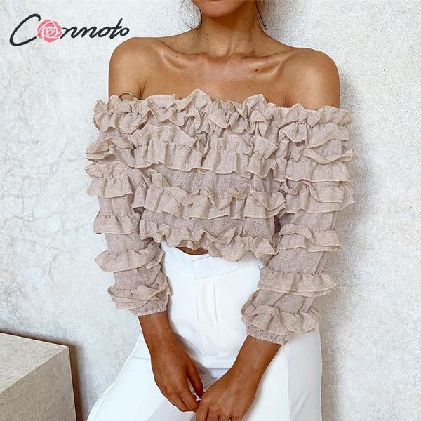 

women's blouses & shirts conmoto off shoulder solid women blouse ruffles cluster autumn winter casual half sleeve blusa mujer1 fe6v, White