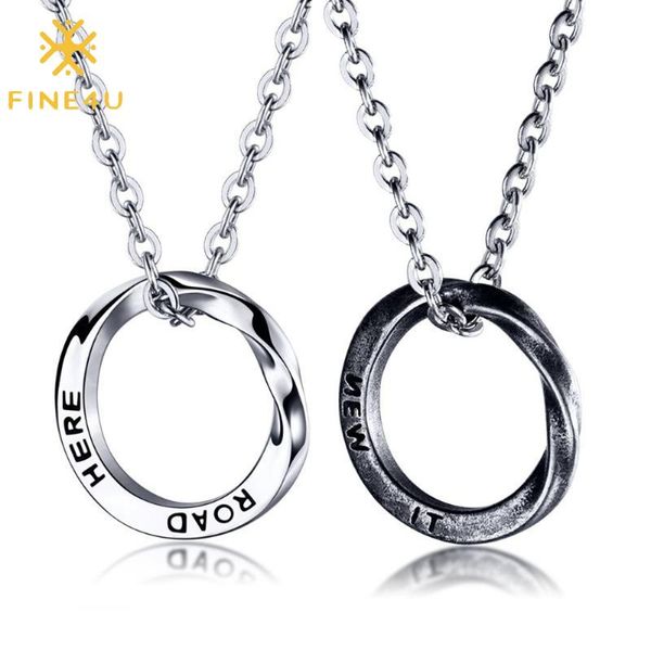 

couple necklace circles pendant gifts for boyfriend stainless steel fashion wedding anniversary necklaces, Silver