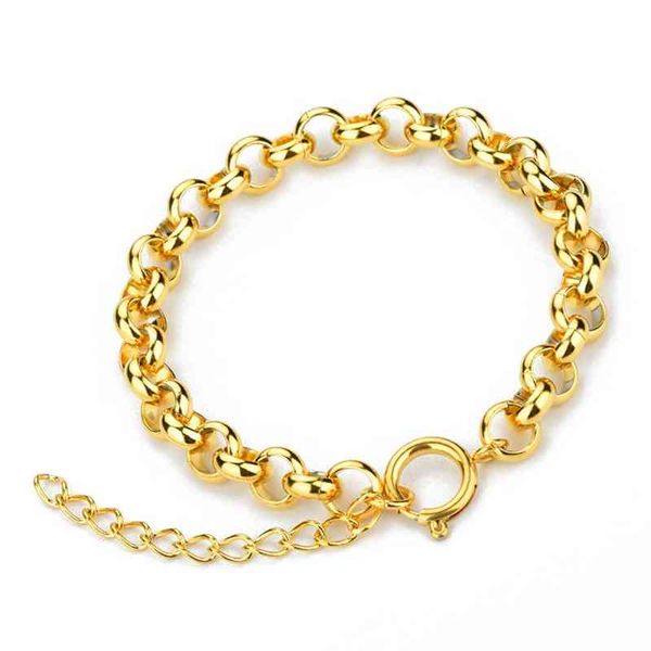 

handmade simple stainls steel hollow round link chain bracelet gold, Golden;silver
