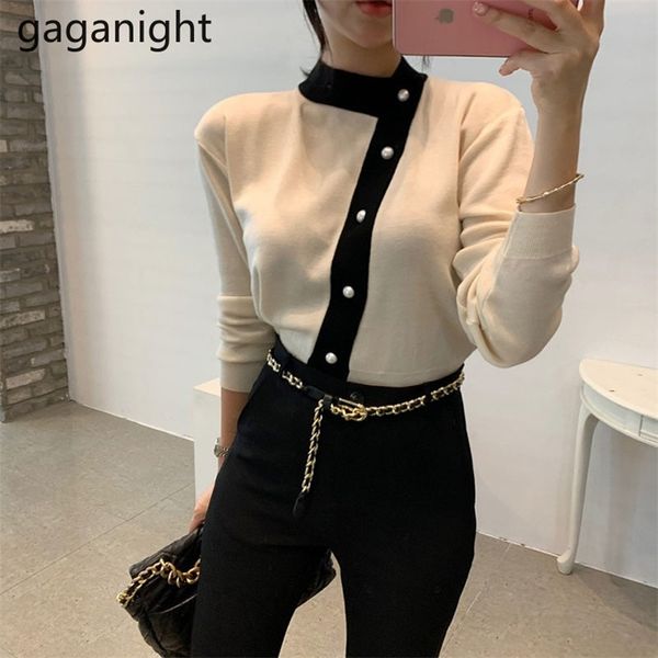 

gaganight casual women cardigan knitted chic korean vintage fashion kardigan elegant office lady cardigans outwear 210805, White;black