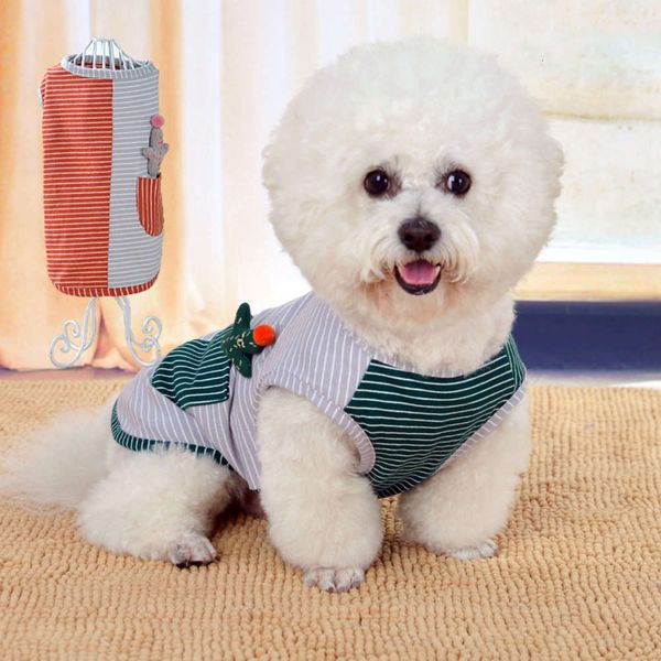 

dog apparel cat and dog clothing cactus spring summer pet pure cotton stripe knitted vest