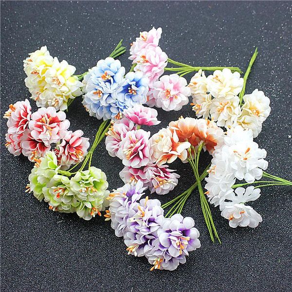 

decorative flowers & wreaths 6pcs/lot fake flower silk gradient artificial stamen bouquet for wedding party decoration diy scrapbooking wrea