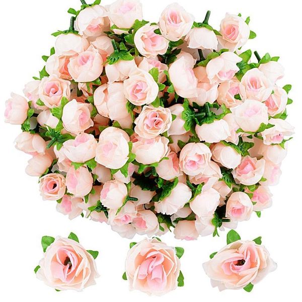 

decorative flowers & wreaths 100pcs artificial rose heads flower head fake plant decoration for home wedding party (champagne)