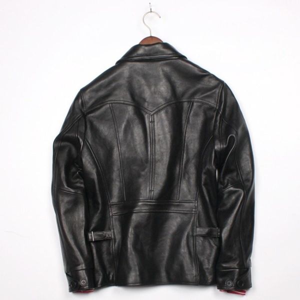 

men's leather & faux high men quality sheepskin real motorcycle jackets lapel black slim biker genuine coats long sleeve clothes man