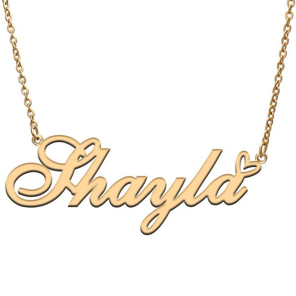 

pendant necklaces shayla love heart name necklace personalized gold plated stainless steel collar for women girls friends birthday wedding g, Silver