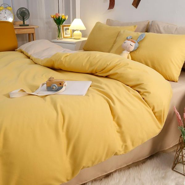 

bedding sets yellow minimalist youthful fashion home textile duvet cover bed sheet pillow case single double  king for set