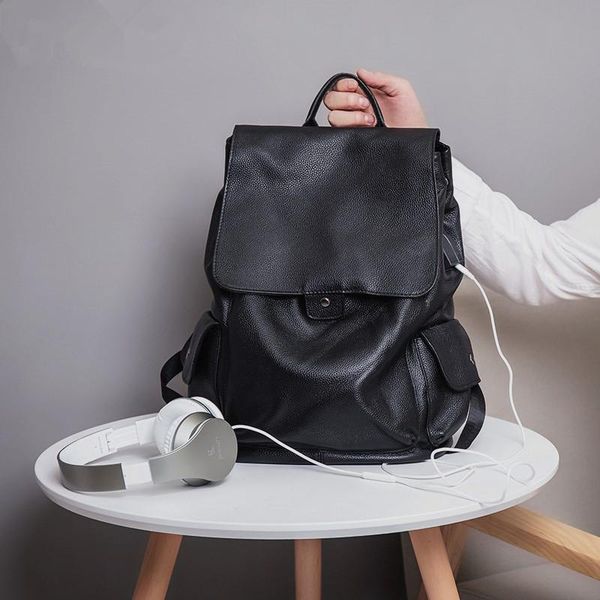 

genuine leather backpacks hiking korean fashion business casual vintage tactical mochila senderismo bags de50sjb backpack