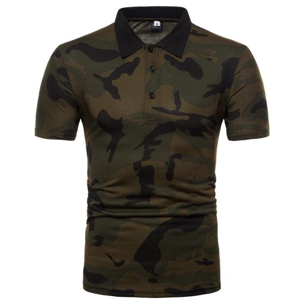 

men's polos summer loose casual fashion camouflage shirt, White;black
