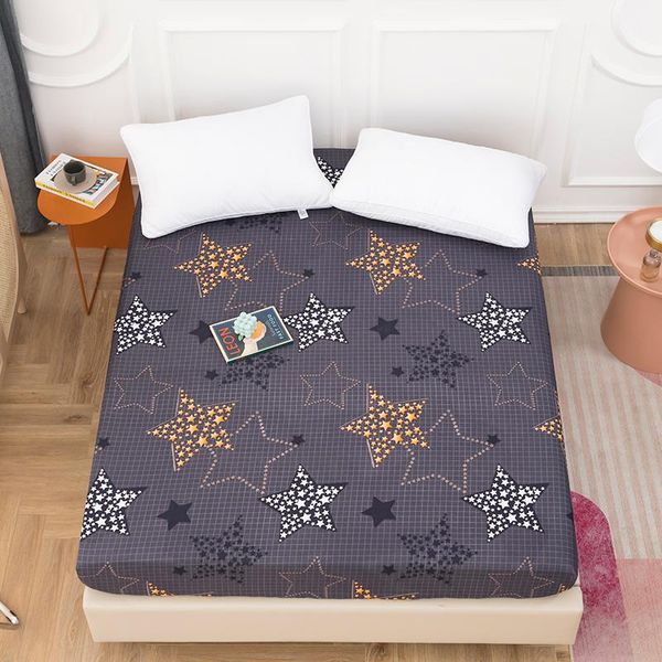

design polyester bed fitted sheet mattress cover printing bedding linens four corners with elastic band sheets & sets