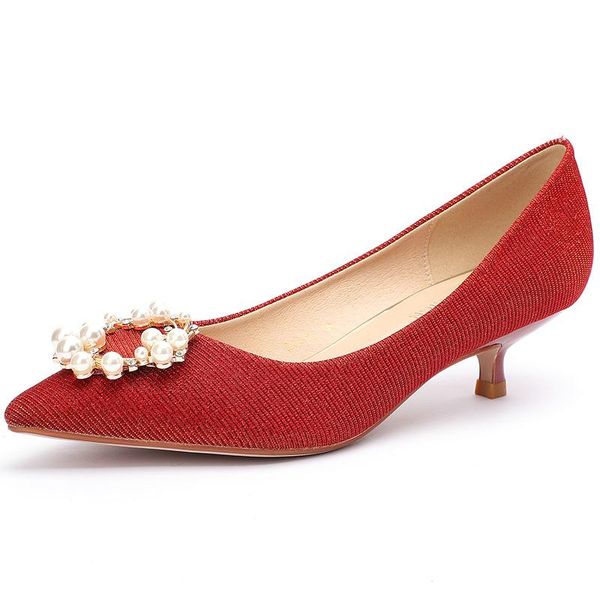 

wedding shoes women's pointed red high heels bridal female stiletto dress, Black