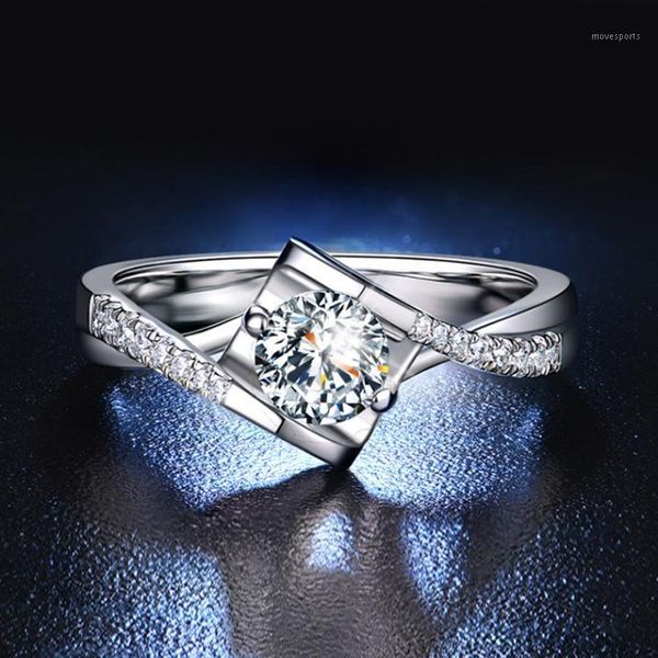 

wedding rings dainty female crystal round open ring charm silver color thin for women luxury bride white zircon engagement1, Slivery;golden