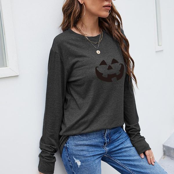 

women's hoodies & sweatshirts long-sleeved sweater halloween theme printing casual personality base all-match round neck 2021 autumn qm, Black