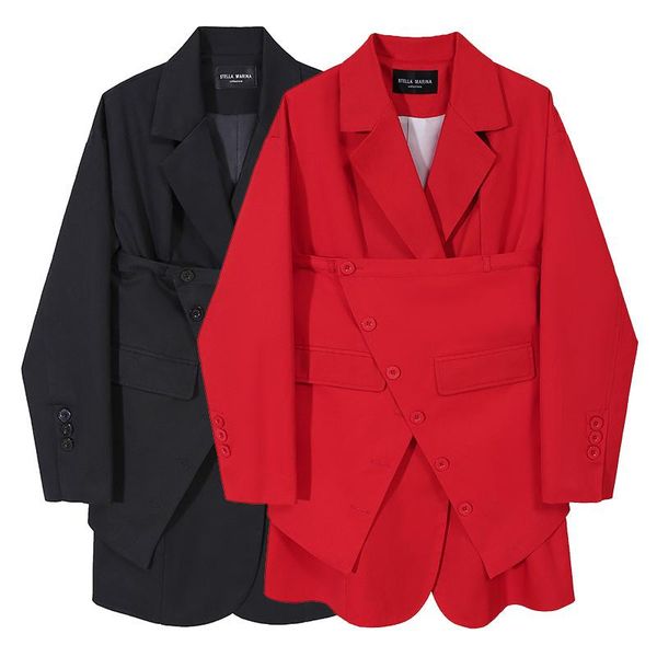 

fashionable winter women's clothing autumn fashion single breasted ladies suit loose jacket coat black blazer women suits & blazers, White;black