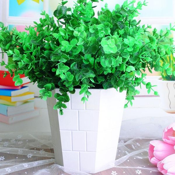 

artificial leaves silk eucalyptus bouquet fake flower for bridal wedding party home decorations green plants simulation decorative flowers &