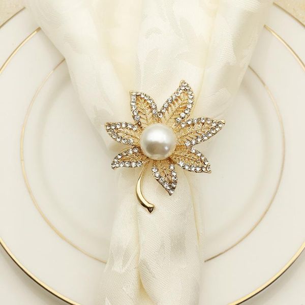 

napkin rings 8pcs/lot pearl ring diamond metal wedding el tableware button deskdecoration