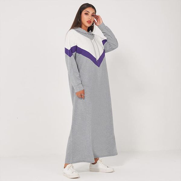 

hooded drawstring v shaped stitching women dress long sleeve casual, Black;gray