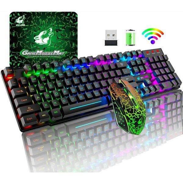 

keyboard mouse combos gaming mechanical feel rainbow led backlit usb and set ergonomic for pc lapcomputer