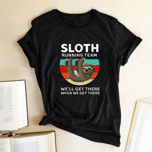 

sloth running team printed men mens t shirts summer aesthetic clothes anime funny graphic tees vogue ladies femme, White;black
