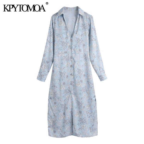 

women chic fashion with belt floral print midi dress vintage long sleeve side vents female dresses vestidos mujer 210421, Black;gray