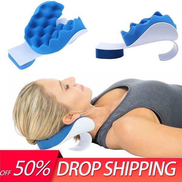 

pain relief pillow neck shoulder relaxer traction device cervical spine alignment support travel drop accessories